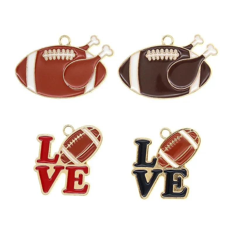 10pcs American Football Charms Earrings DIY Accessories Helmet Pendant for Bracelet Handmade Material Cute Enamel Charm image 2