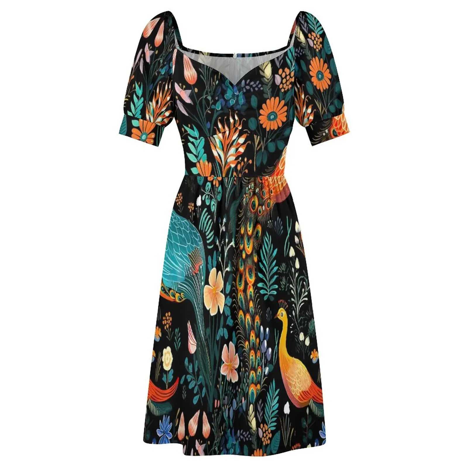 Boho Pfau Kleid Blumen druck moderne Kleider Sommer ästhetische Freizeit kleid benutzer definierte Vestido 3xl 4xl 5xl