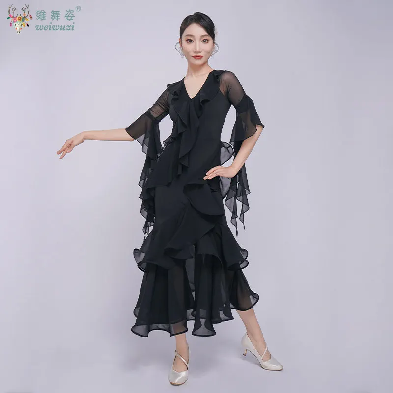 robes-de-danse-moderne-pour-femmes-robes-elegantes-a-volants-haut-de-gamme-robes-de-performance-pour-la-danse-de-salon-rumba-valse-col-en-v