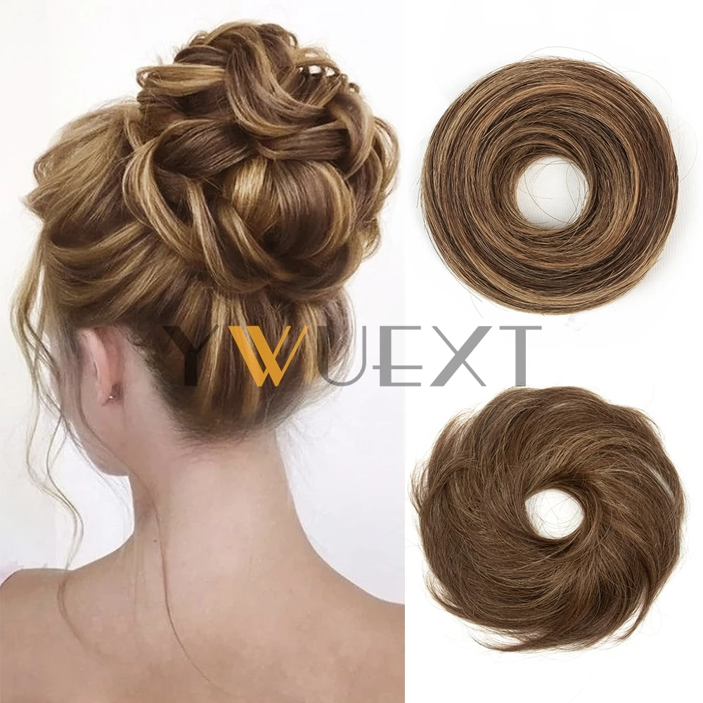 Human Hair Buns Ponytail Hairpiece Brazilian Hair Pieces Bun For Women Scrunchies Updos Donut Chignon 100% Human Hair Extensions