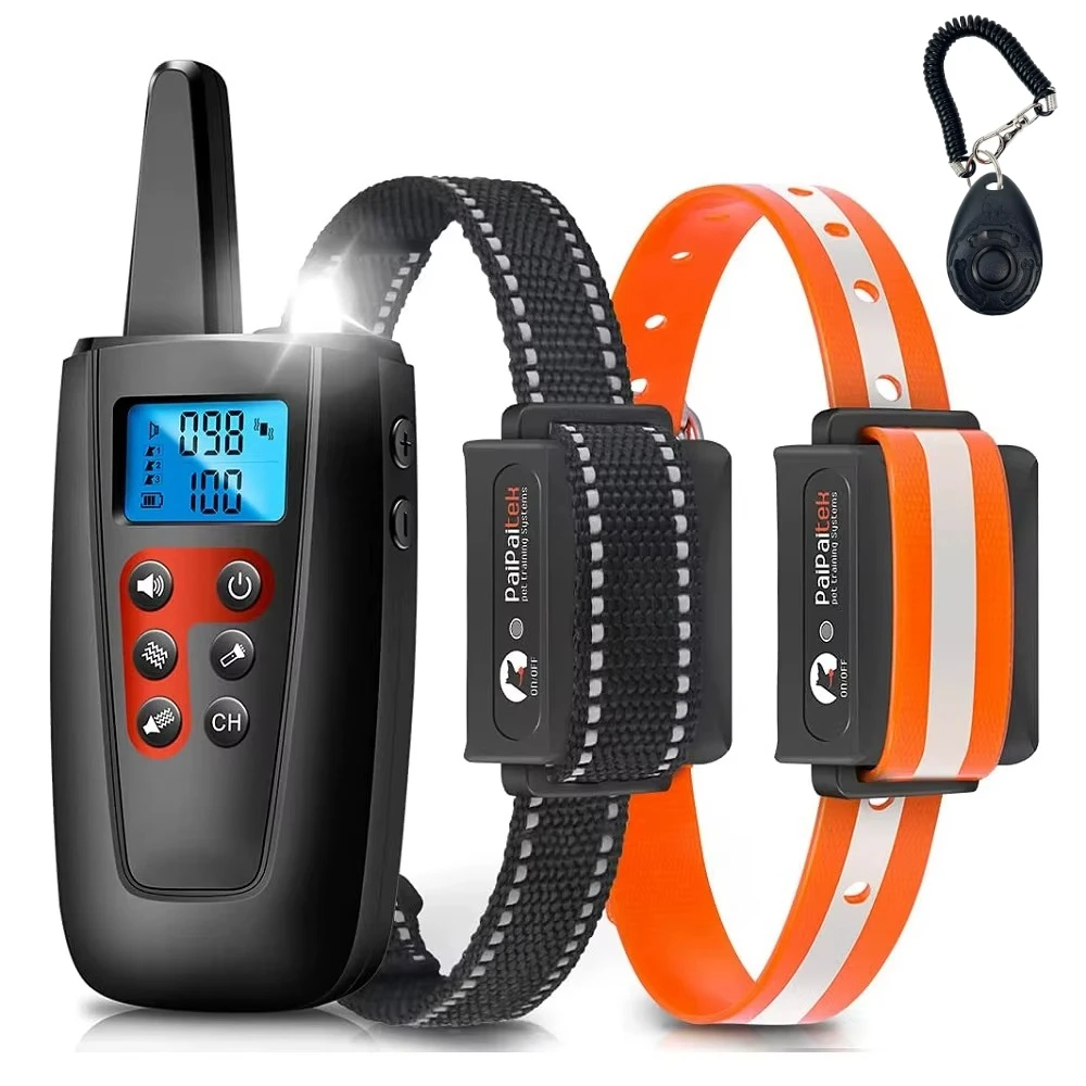 

3300ft No Shock Dog Training Collar with Remote,LED Light Sound Vibration Collar for All Size Dog,Waterproof Dog Electric Collar