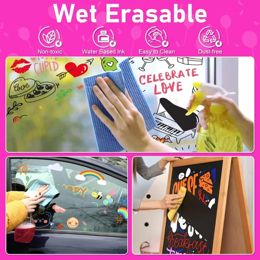 ปากกาชอล์กเหลว 30 สี สำหรับกระดานดำ ปฏิทิน กระจก ปากกาสีนีออนแบบล้างออกได้ สำหรับติดกระจกรถยนต์ ร้านอาหาร รุ่น M