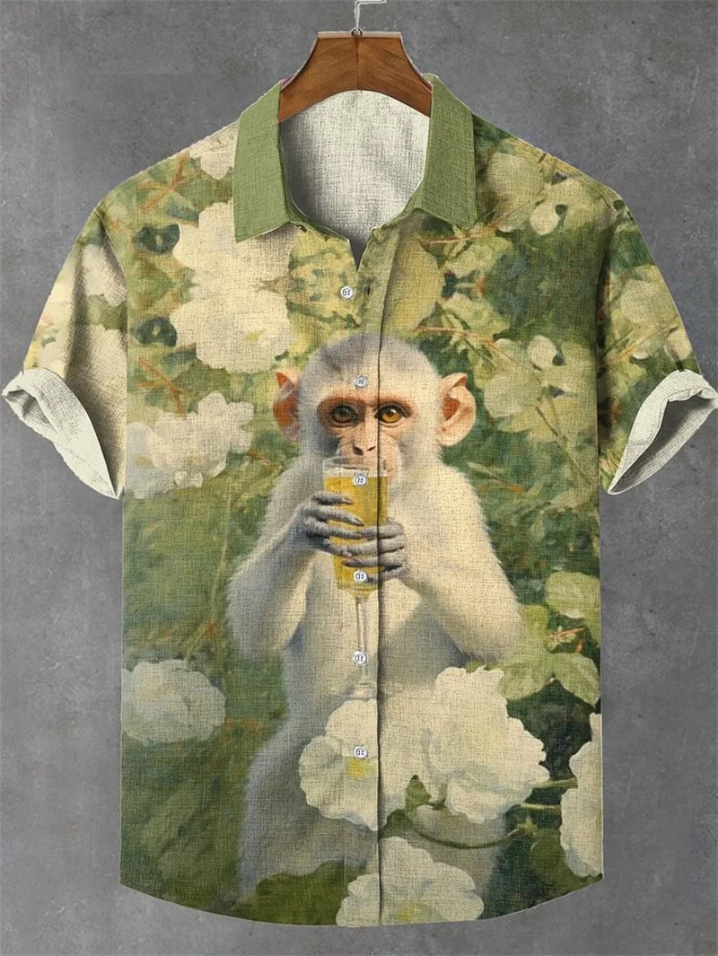

2025 New Fashionable Men's Casual Marine Biology Pattern Short Sleeve Shirt Top Men's Casual Shirt