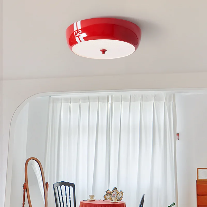 Retro LED red ceiling light bedroom living room simple art study ceiling light