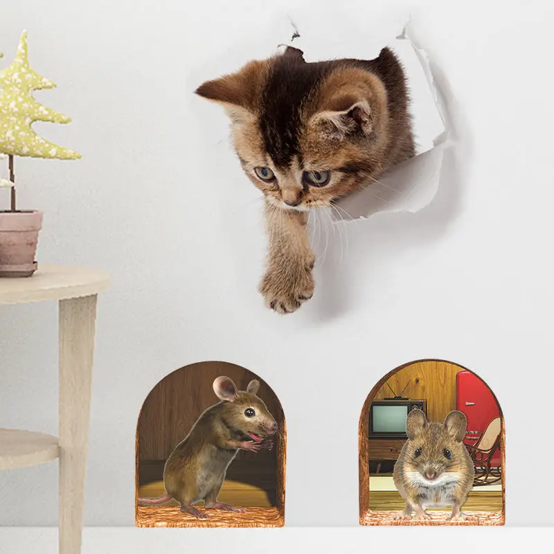 M228 Maus Katzen Tiere Wandaufkleber Badezimmer Toilette Dekor Wohnzimmer Schrank Kühlschrank Home Dekoration Aufkleber – Detail 12