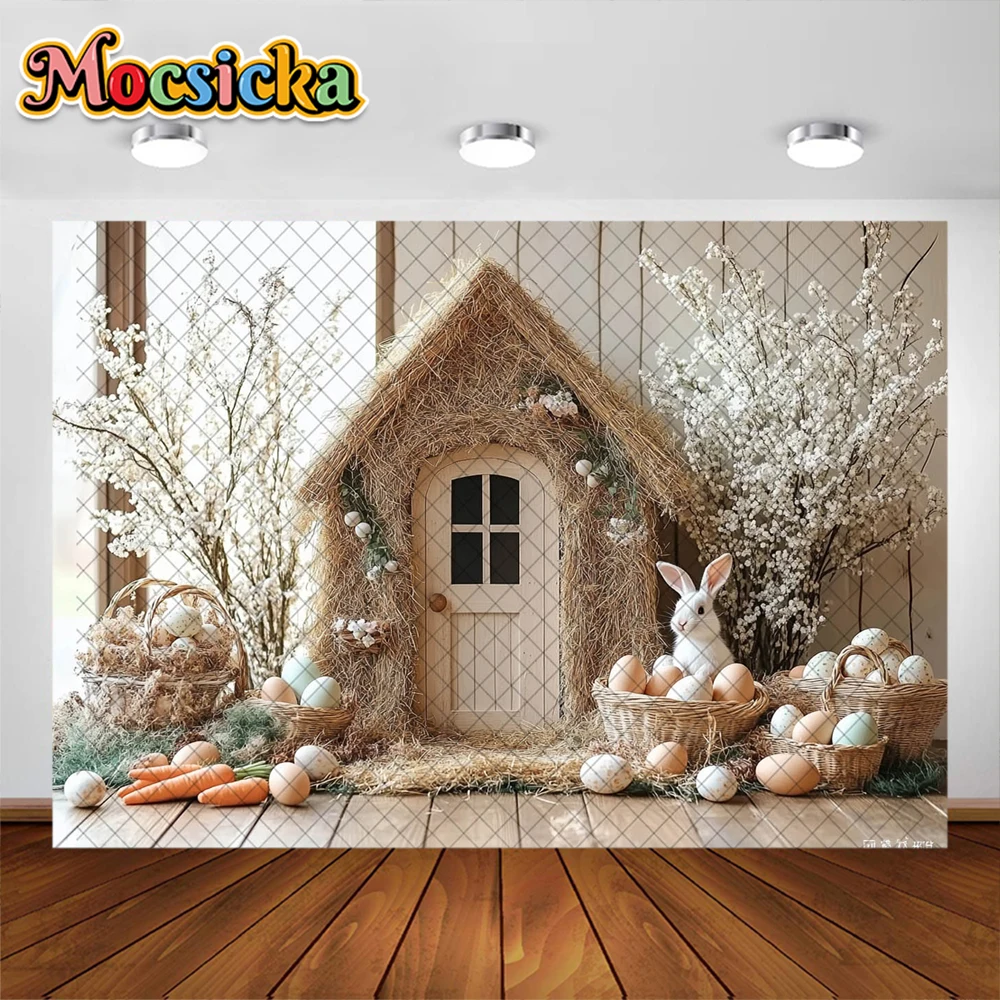 Mocsicka Photography Background Cute Rabbit Easter Egg Carrot Decoration Newborn Festival Portrait Photo Backdrops Studio Prop