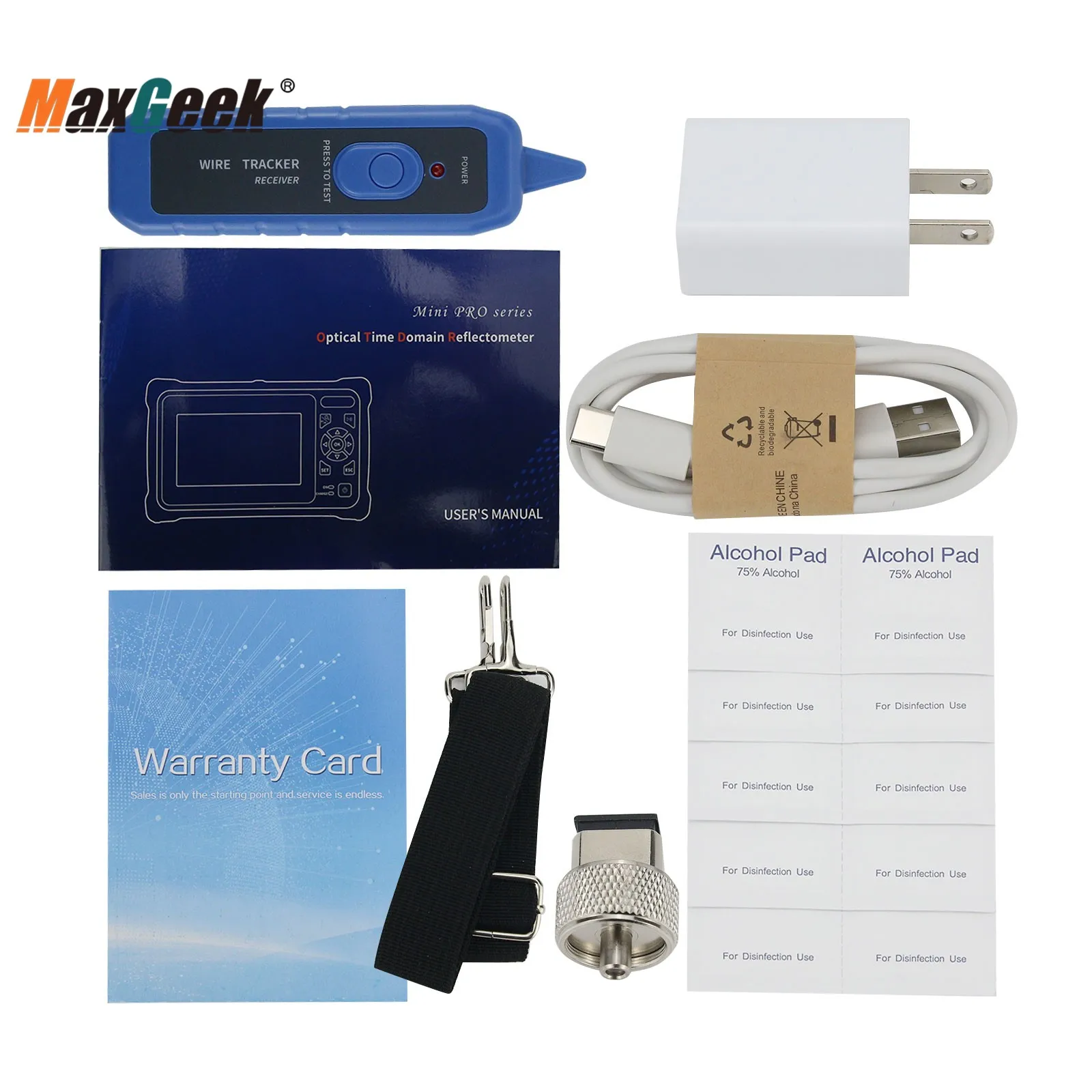 Maxgeek OTDR-4000D Mini-OTDR 100KM Optical Time Domain Reflectometer 1310NM/1550NM 26DB/24DB w/ Touch Screen