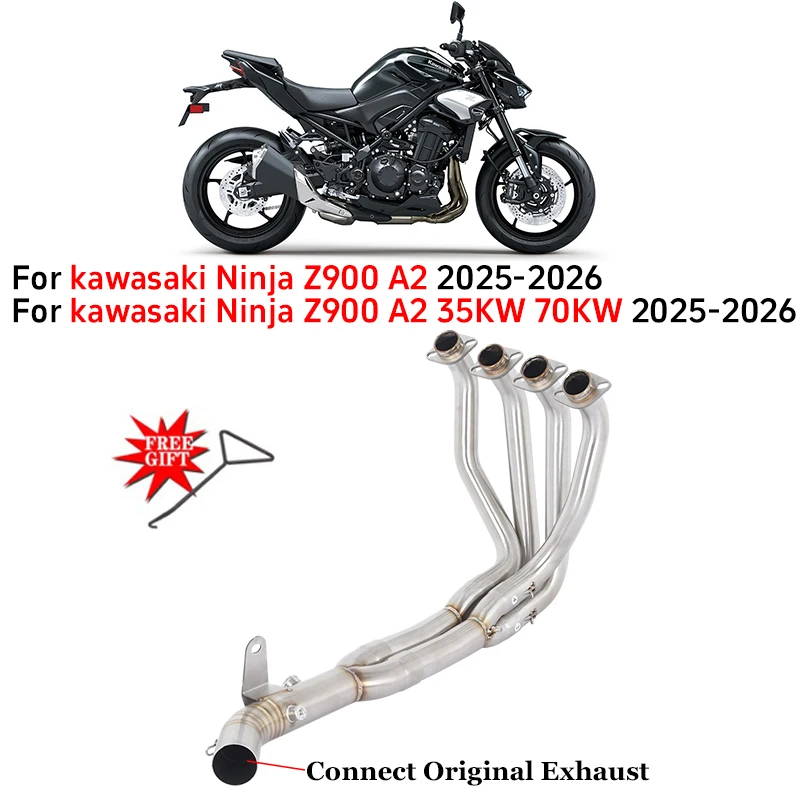 

Slip On Motorcycle Exhaust Escape System Muffler Stainless Steel Front Link Pipe For kawasaki Ninja Z900 A2 35KW 70KW 2025 2026