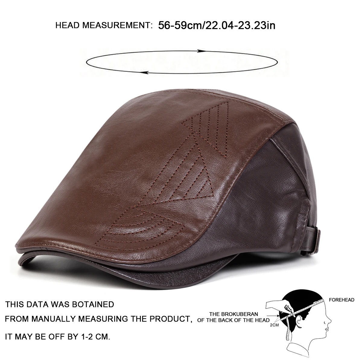 Herren Retro PU-Leder Newsboy Caps Britische Malerhüte Frühling Herbst Seitlich Verstellbare Flache Mütze Hip-Hop Baskenmützen – Detail 7