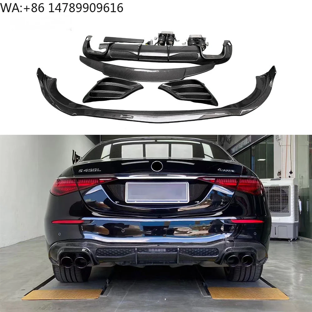 Premium Bespoke Facelift Body KitYOMDO W223 B Style Real Carbon Fiber Front Lip Rear Diffuser Trunk Spoiler Front Lamp Vent For