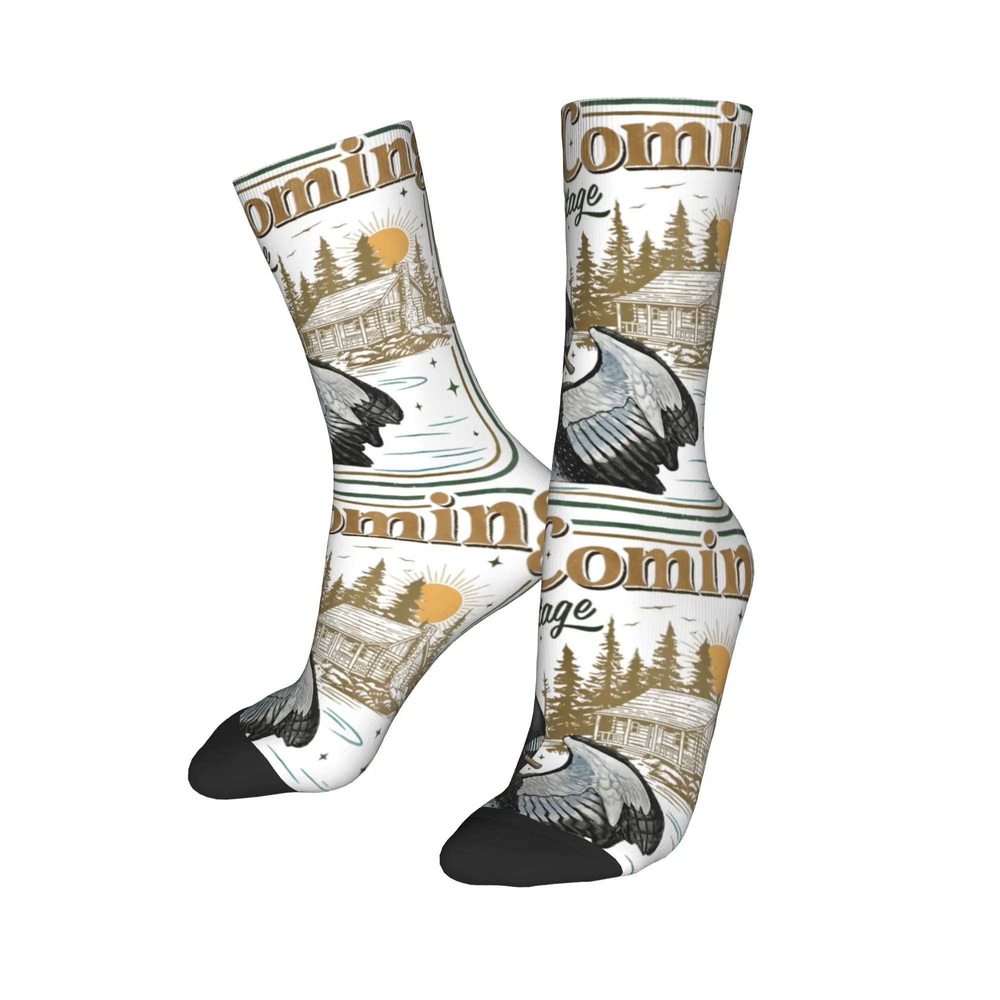 Heated Rivalry I'm Coming To The Cottage Wolf Bird Socks Men Women Polyester Funny Happy  Socks Novelty Middle Tube Socks Gifts