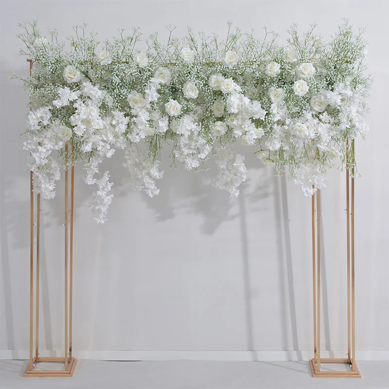

Custom Wedding Event Party Background Artificial Flower Table Stand Decoration Arch With Iron Frame Flower