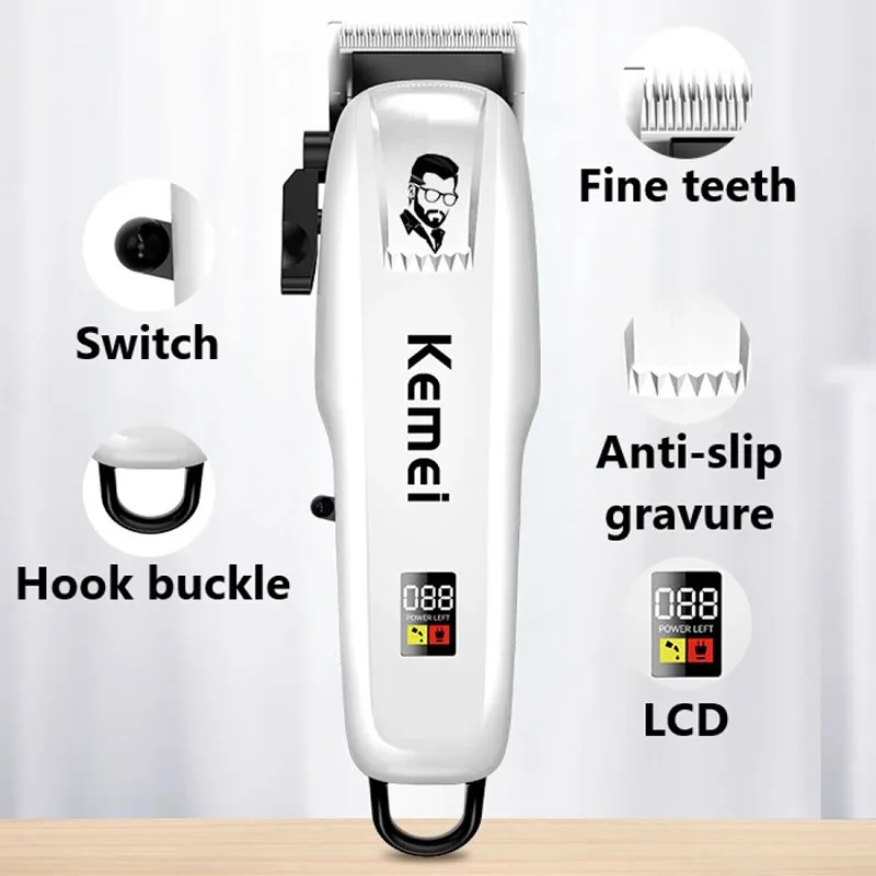 Kemei Electric Hair Clipper Hair Cutting maching Wireless Trimmer Men Professional clipper machine rechargeable hair cut barber