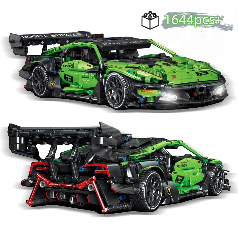 

MOC Technical Green Racing Car Building Blocks Set Model Kit DIY Assembly Bricks STEM Educational Toys Kids Birthday Gift​
