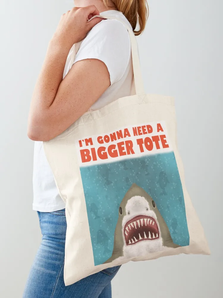 Great White Shark Bigger Tote Funny Jaws Parody Tote Bag Cloth bags custom bags Canvas Tote Bag