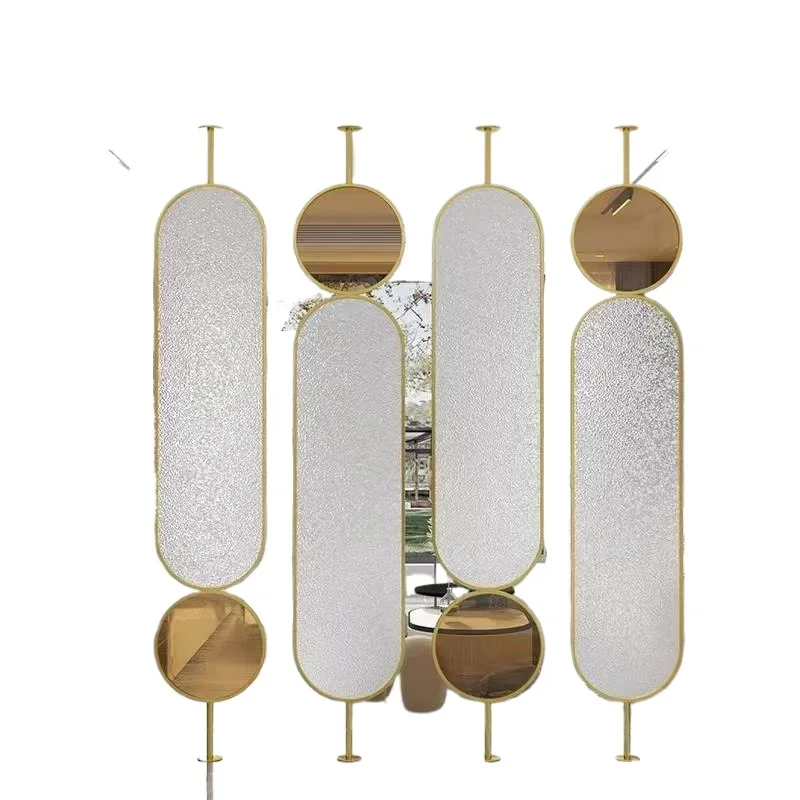 

Stainless steel wrought iron screen rotatable Changhong glass screen into the living room simple modern commercial partition