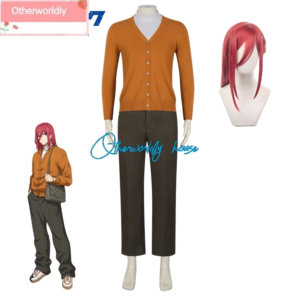 Anime BLUE LOCK Chigiri Hyoma Cosplay Costume Daily Halloween Role Play Uniform Men Top Pants Civvies Sweater Red Wig Full Suit