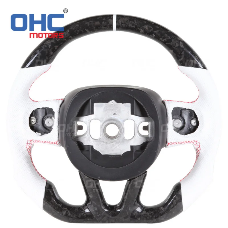 For Dodge perForated leather Forged pattern devil horn car steering wheel modification racing