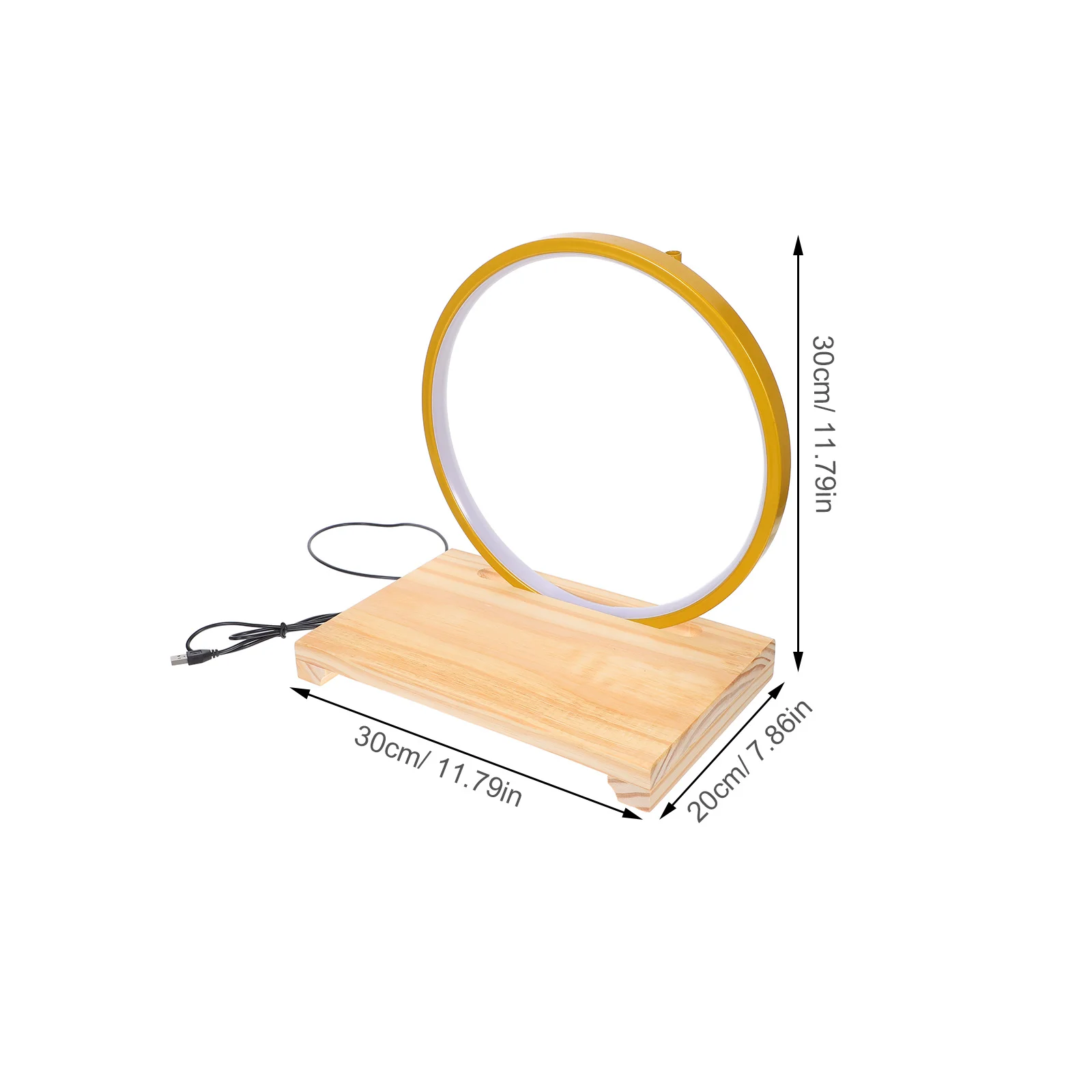 قاعدة مصابيح خشبية مصنوعة بحرفية قاعدة عرض خشبية مع حلقة إضاءة LED لتماثيل التماثيل وحامل ديكور المكتب المنزلي #4