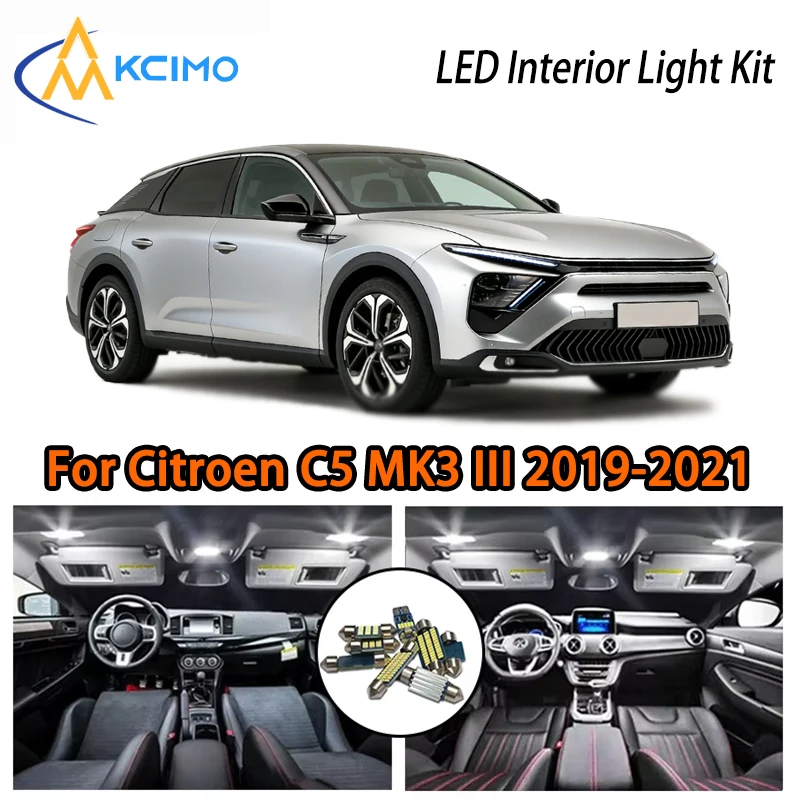 

Long Life LED Interior Lights For Citroen C5 MK3 III 2019-2021, Easy Install White Ice Blue Two Color Choice