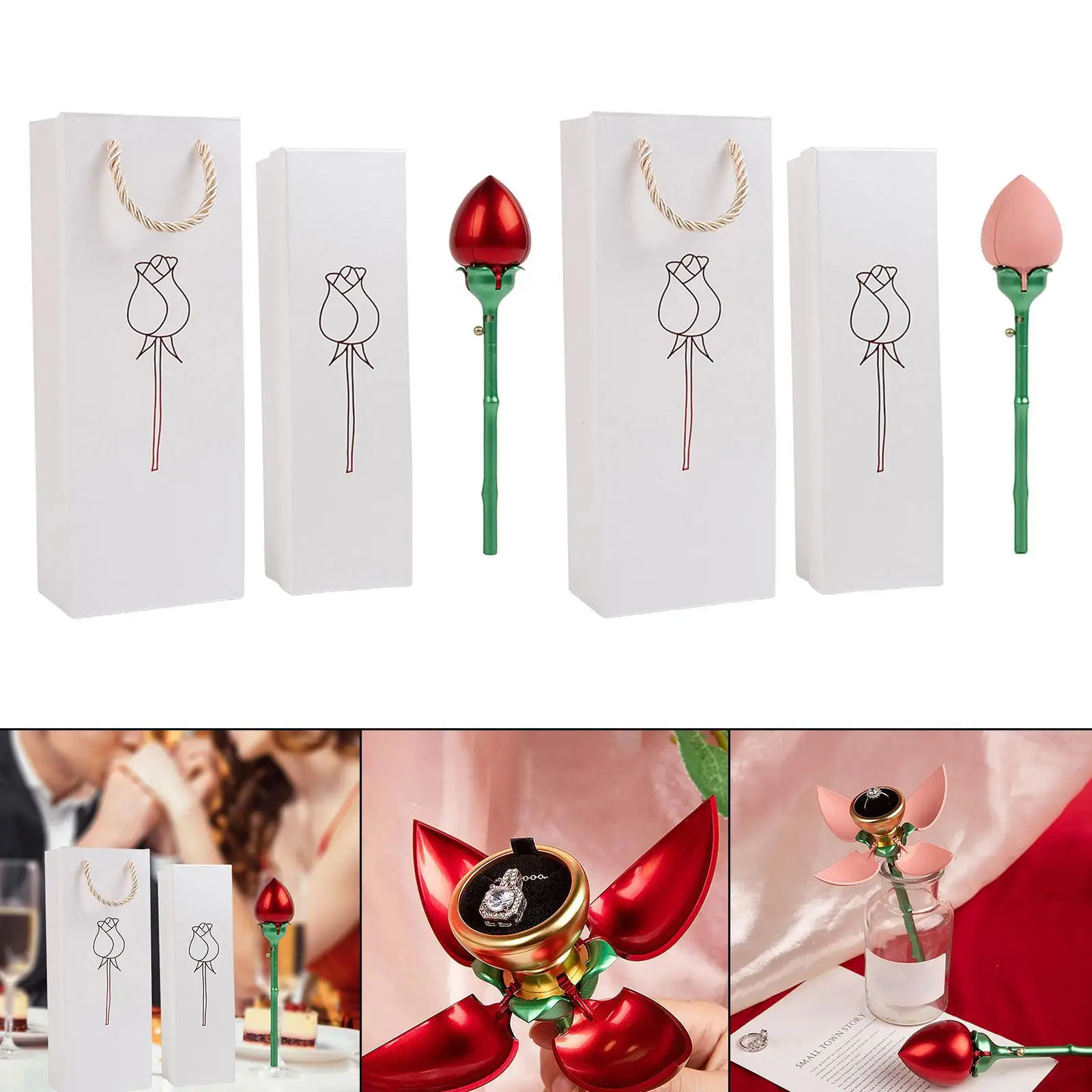 

Rose Jewelry Box Display Metal Holder Romantic Gift Decorative Jewelry Holder