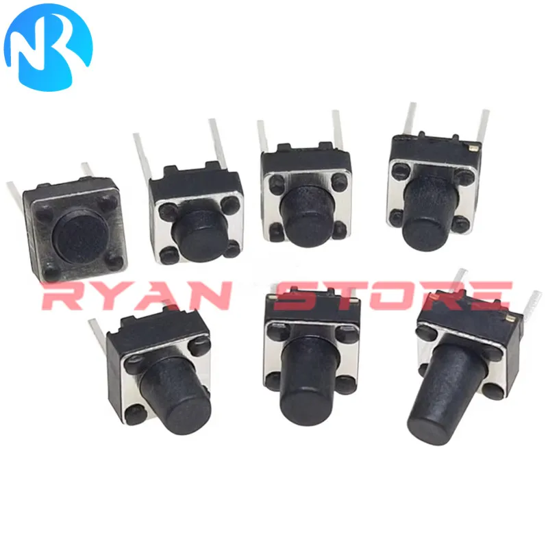 1000PCS Tact Switch 2Pin DIP 6X6X4.3 5 6 7 8 9MM Micro Switch Tactile Push Button Switches 6*6*4.3MM 5MM 6MM 7MM 8MM 9MM