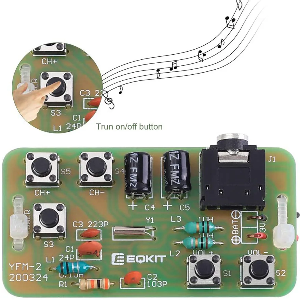 DIY Kit FM Stereo Radio Transmitter Receiver FM Frequency Modulation Wireless Microphone Module Soldering Suite 76-108MHz