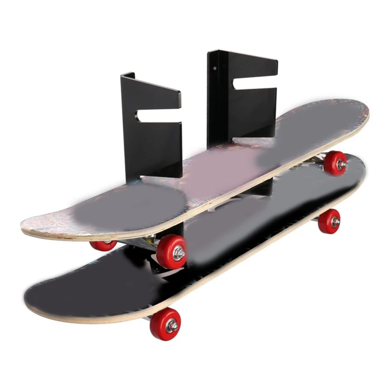 Skateboard Wall Mount Display Rack,Skateboard Shelf With Three-Layer, Skateboard Storage Hanger For Home Or Garage 1Pair Durable