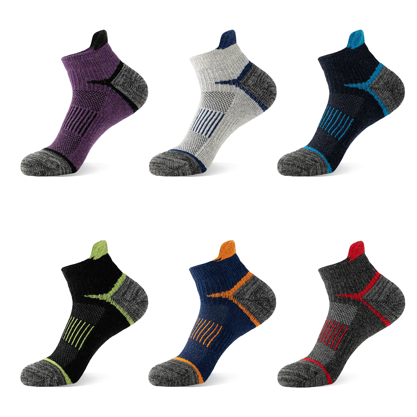 6 Pairs Men Women Merino Wool Ankle Hiking Running Socks Compression Support Thick Sports Low Cut Socks