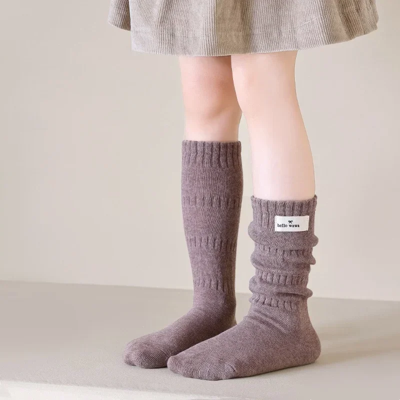 Kids Long Socks Girls Spring Autumn Cotton Children's Calf Socks Retro Solid Knee High Baby Child Girl Socks