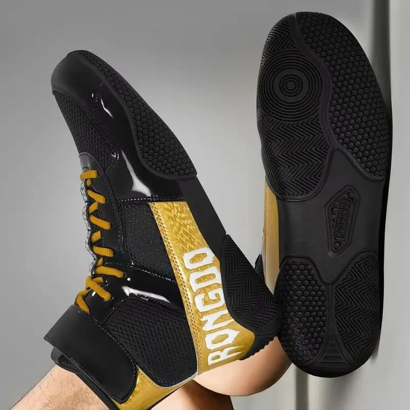 Best Selling Wrestling Sneakers Men Breathable Boxing Sneakers Men High Quality Man Fighting Shoes Mid-Top Men Gym Training Shoe