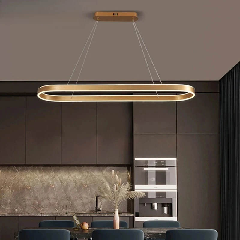Nordic LED Restaurant Chandelier Ring Aluminum Chandelier Suitable For Kitchen Restaurant Hanging Chandelier Lustre Lighting