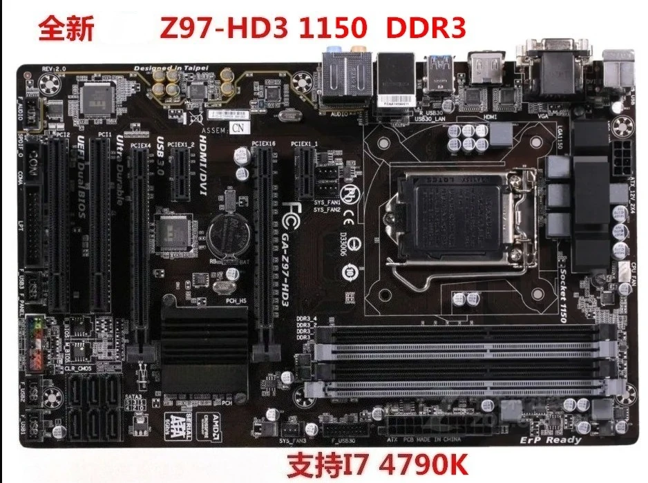

FOR Gigabyte Z97-HD3 1150 DDR3 Support I7 4790 4770K