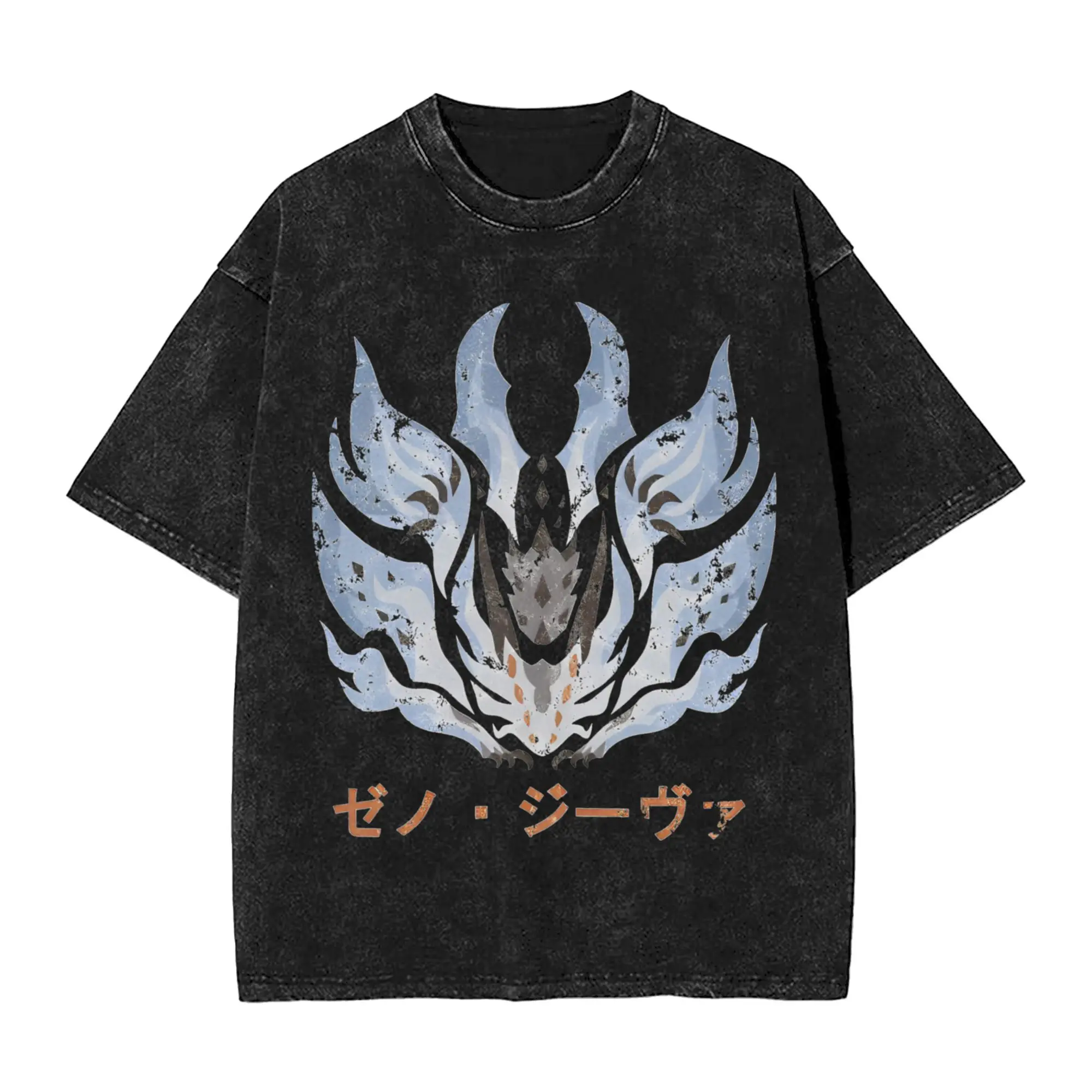 

Monster Hunters vedio game Apparel Washed T Shirt Men Women Streetwear Hip Hop T-Shirts Graphic Printed Tee Shirt Cotton