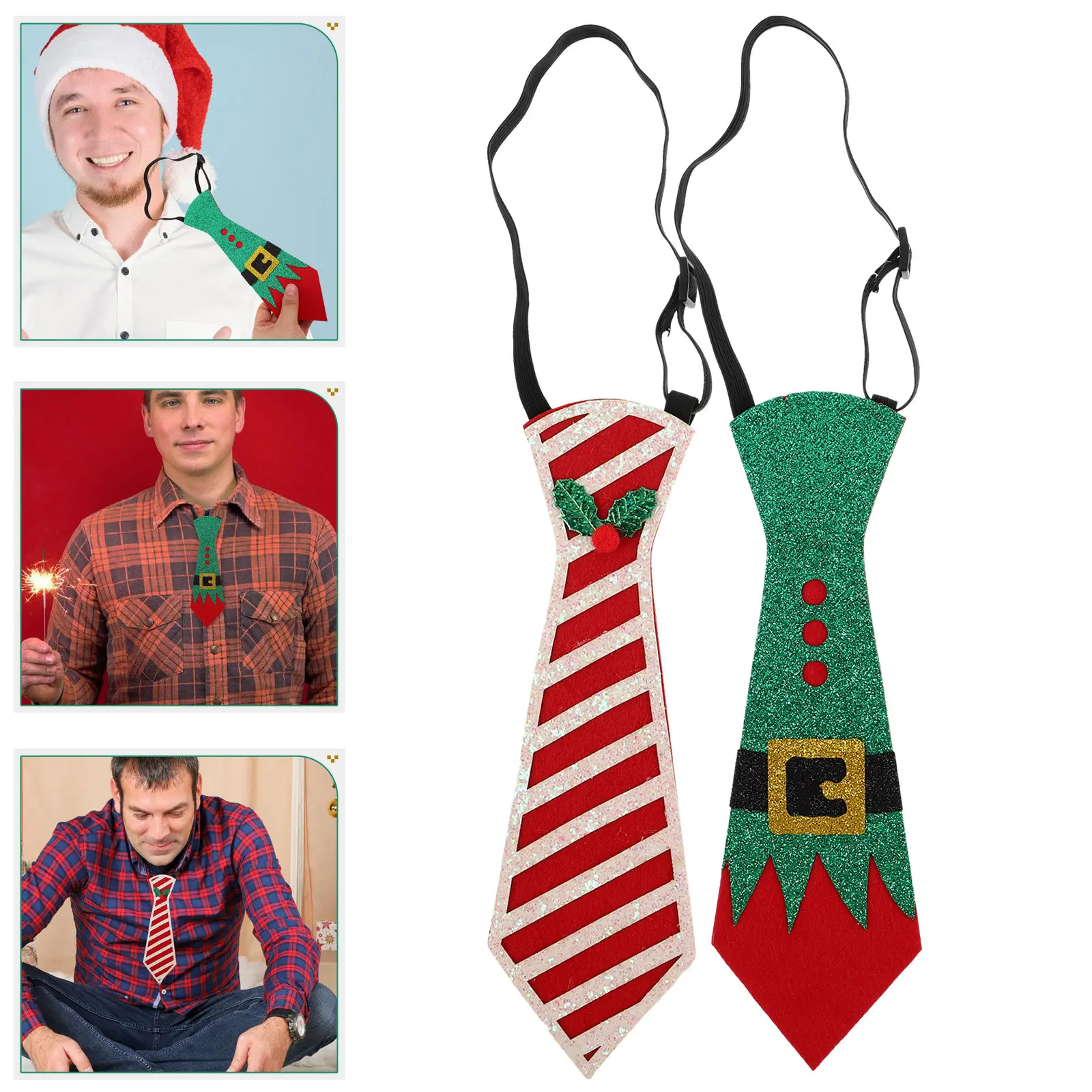 

2 шт. фетровые рождественские галстуки-бабочки, универсальные праздничные аксессуары для мужчин и мальчиков, украшения для новогодних торжеств