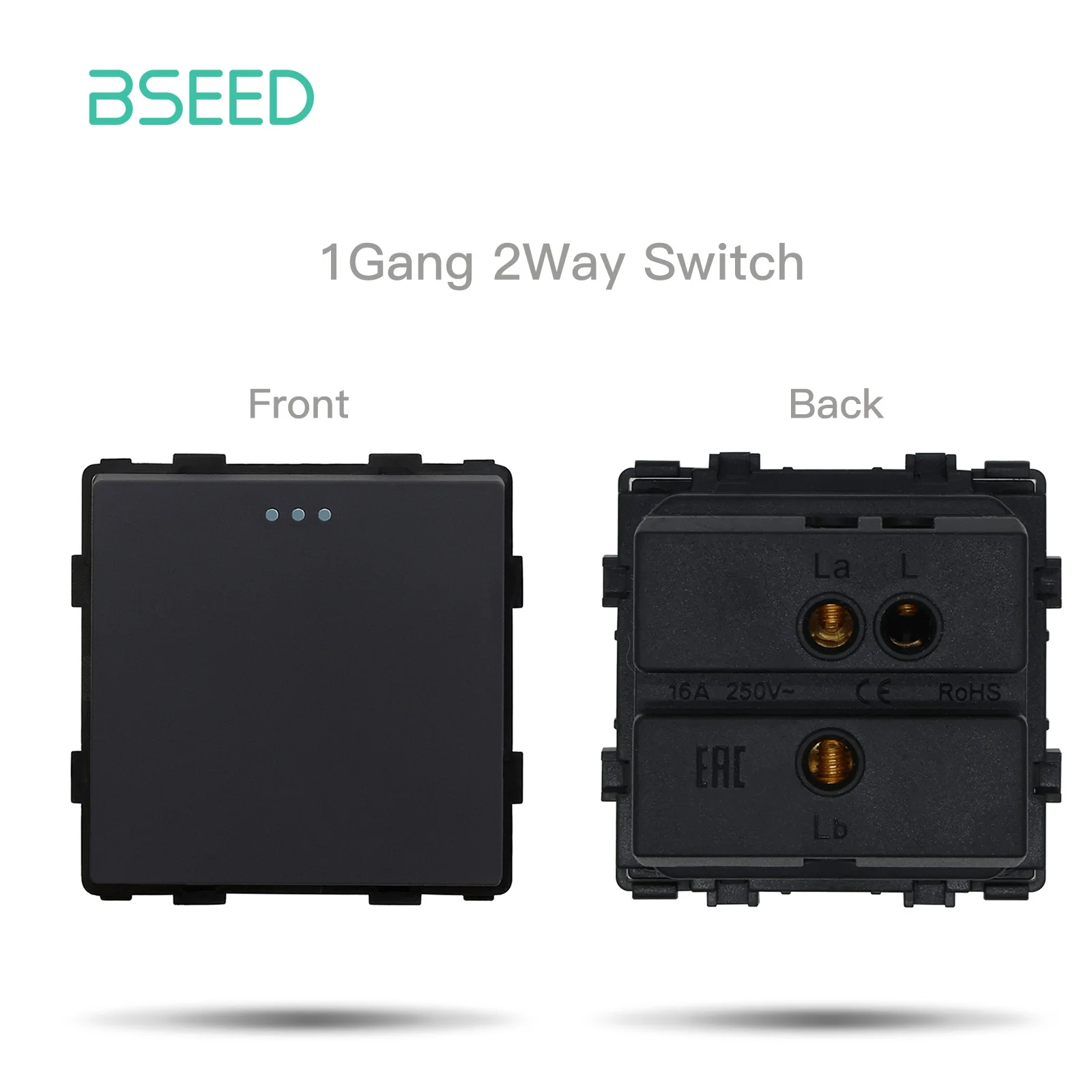 BSEED Mechanische Taste Schalter Modul Teil 1/2/3Gang 1/2Way Steckdose Funktion Teile Glas Rahmen weiß Schwarz DIY Kombination