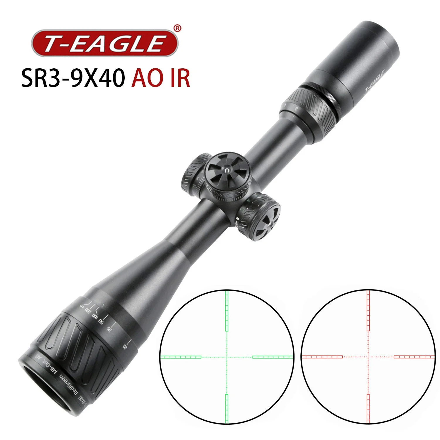 T-Eagle SR 3-9X40 AOIR البصريات بندقية نطاق الصيد Riflescope البصرية الهدف كوليماتور التكتيكية بندقية البصر الأحمر الأخضر الإضاءة