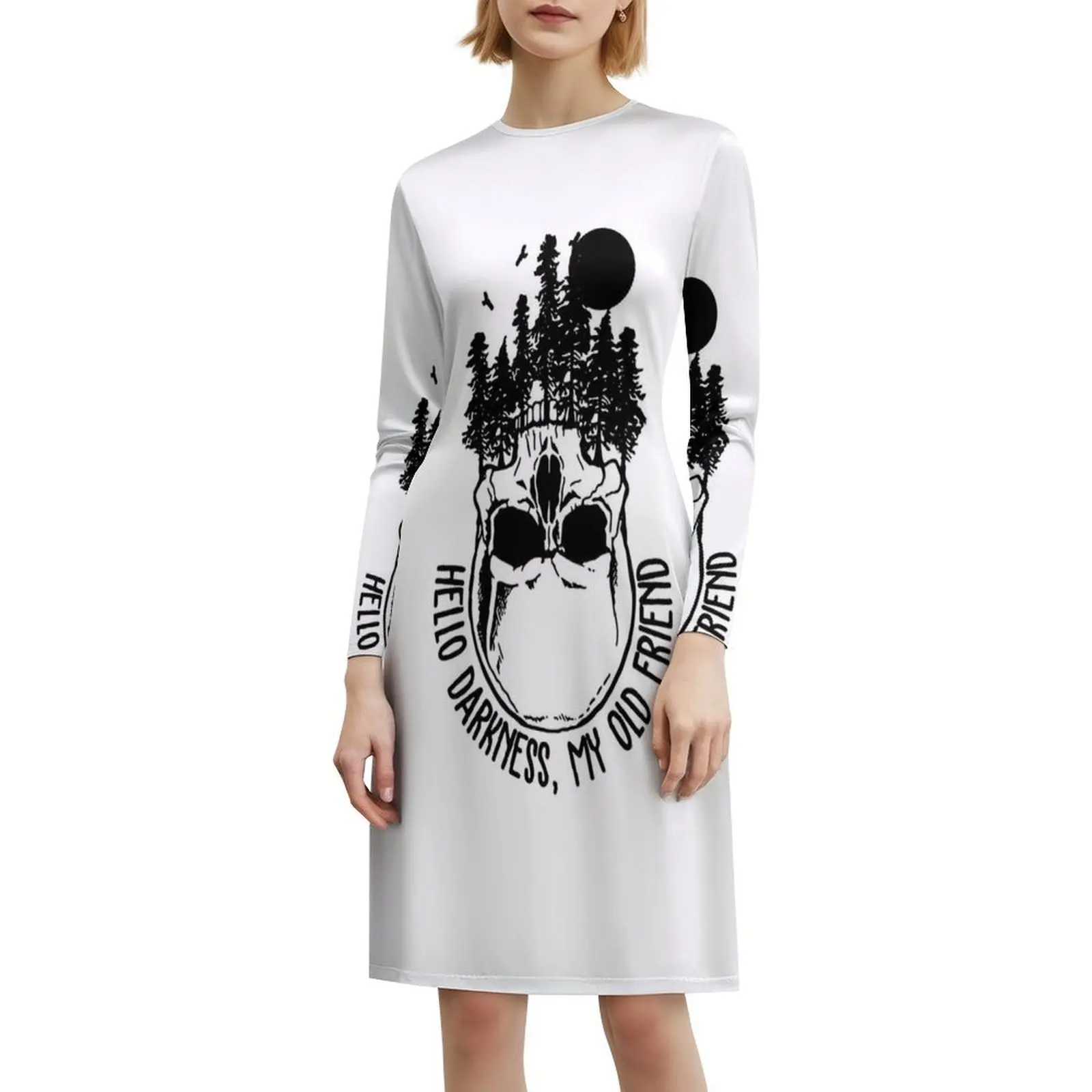 Hola oscuridad mi viejo amigo cráneo Vintage escote corazón vestido elegante vestido de fiesta de verano para mujeres Hola oscuridad mi viejo