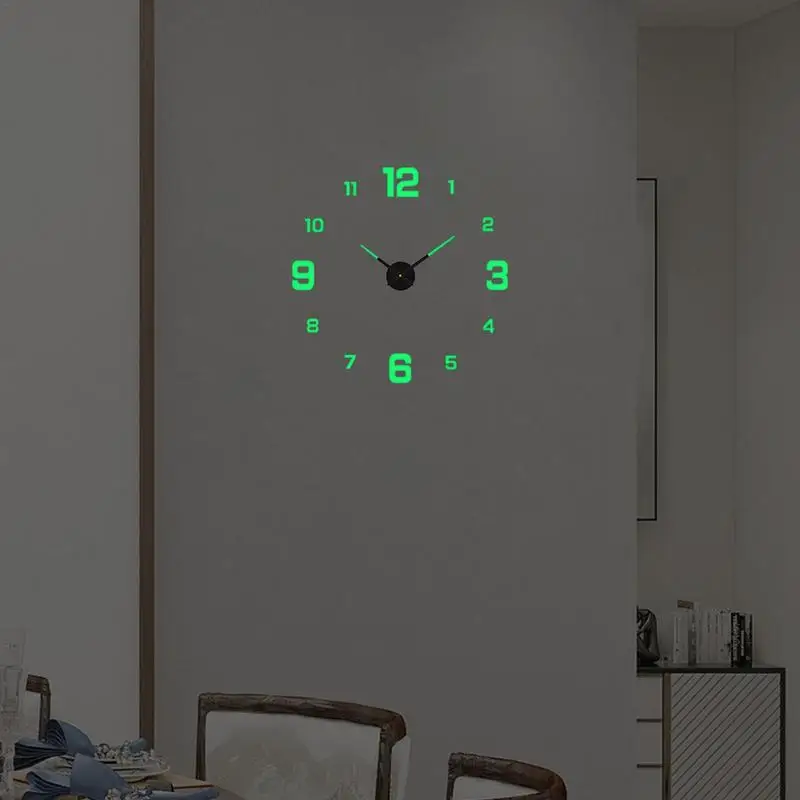 Frameless Wall Clock Large Frameless Luminous Numerals Clock Sticker Home Decoration Wall Décor For Living Room Offices Home