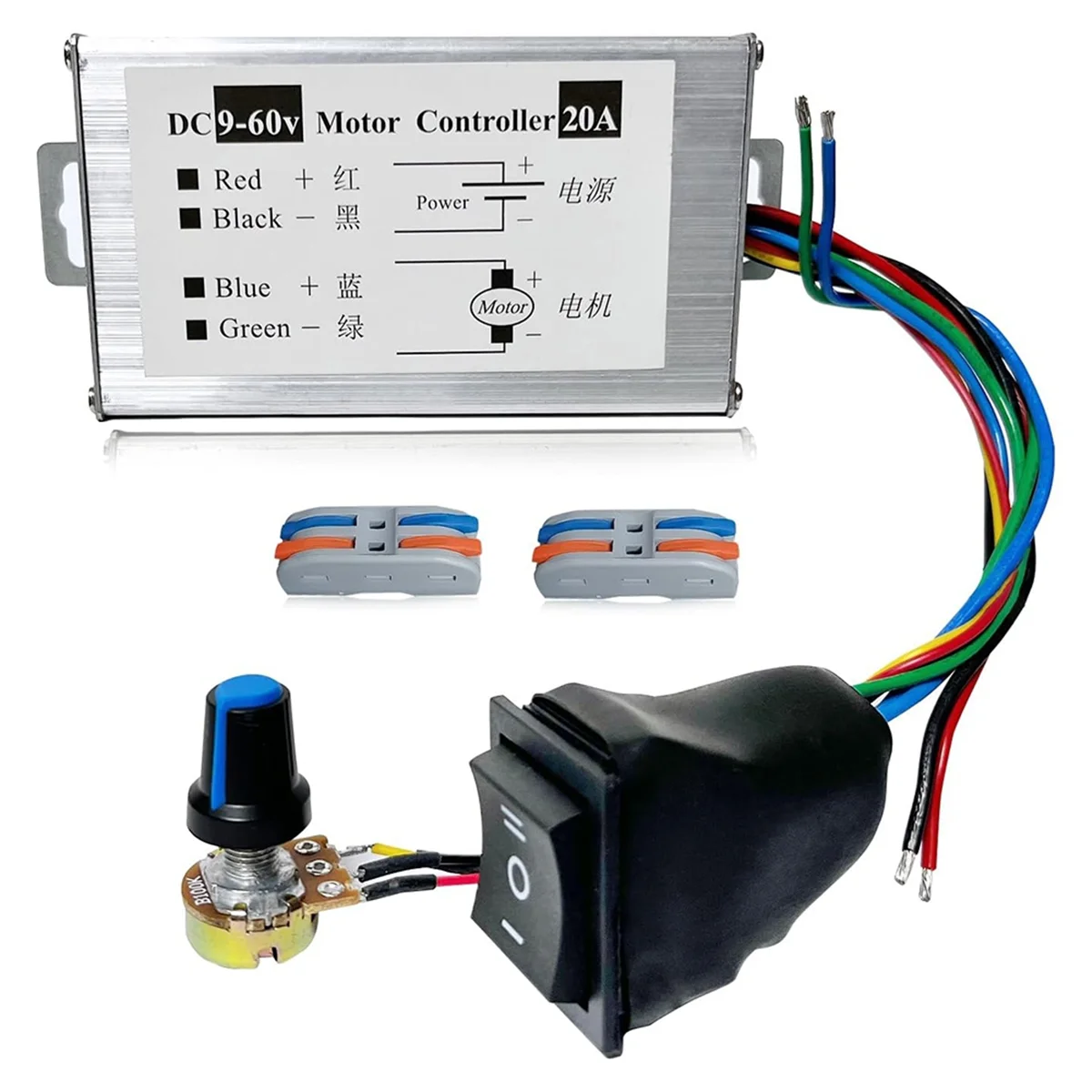 H-W DC Motor Speed Controller,DC 12V 24V 36V 48V 60V Motor Pulse Width Modulator Regulator with CW/CCW Switch