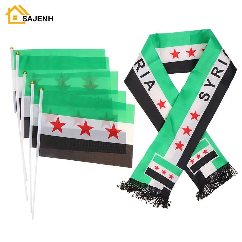 Banner Syria Scarf 90*150cm The Syrian Arab Republic Syrian Three Star Scarf Banner Polyester Flag Decoration