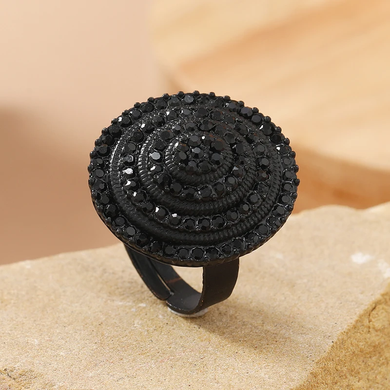 Elegant Geometric Rhinestone Inlaid Opening Ring