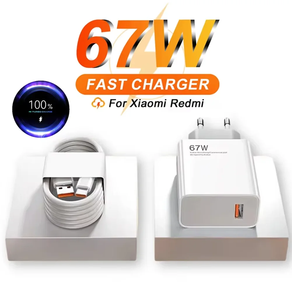 6A 67W Fast USB Charger for Xiaomi 14 13T 12 Lite 11 Ultra Redmi Note 13 12 11 10S 9 Pro POCO Turbo Charge Type C Charging Cable