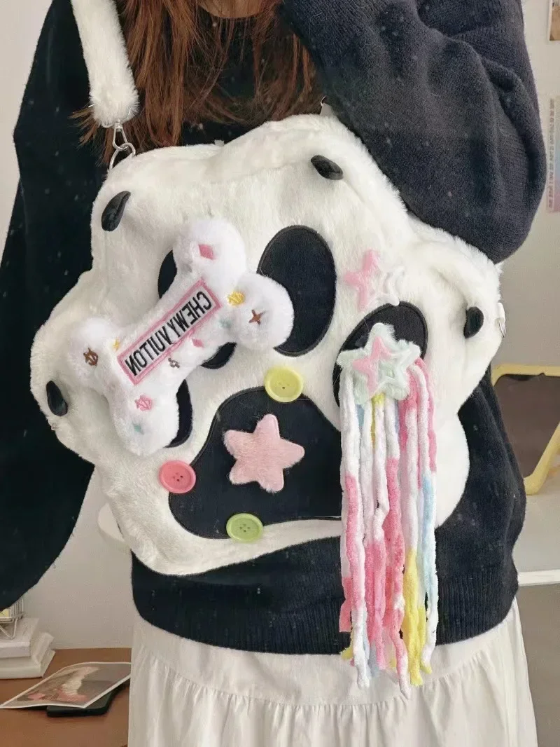 Sac à dos à griffes féline Anime Lolita Kawaii pour femme, sac à main Cosplay Cartoon, sacs en peluche initiés, sac messager, accessoire de sac à dos