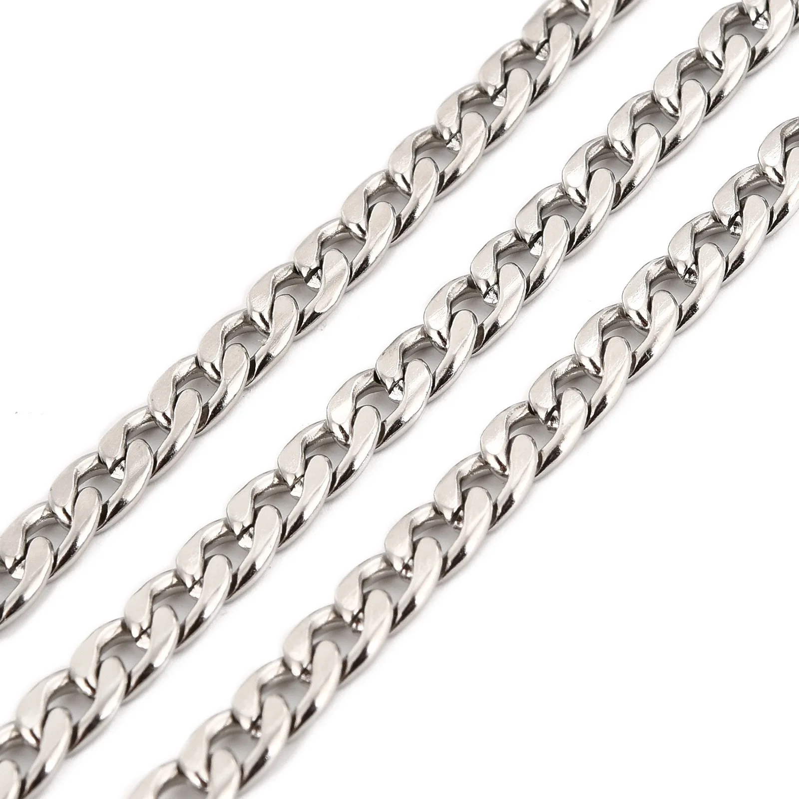 10m/roll 304 Stainless Steel Cuban Link Chains Unwelded For Men Women Fashion Jewelry Making Chokers Necklace Accessories