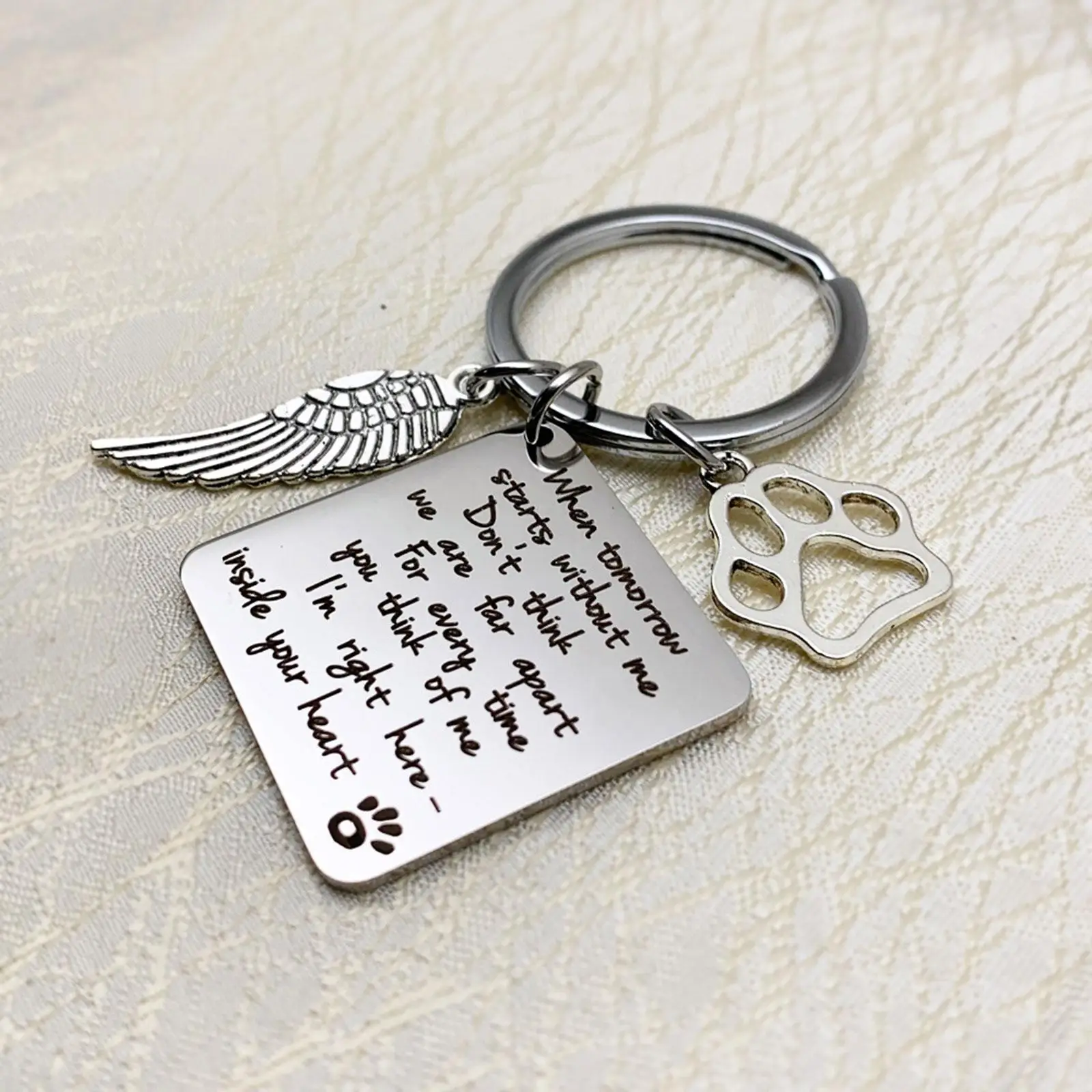 Pet Memorial Gifts Keychain for Dog Cat Key Chain when Tomorrow Pet Lover