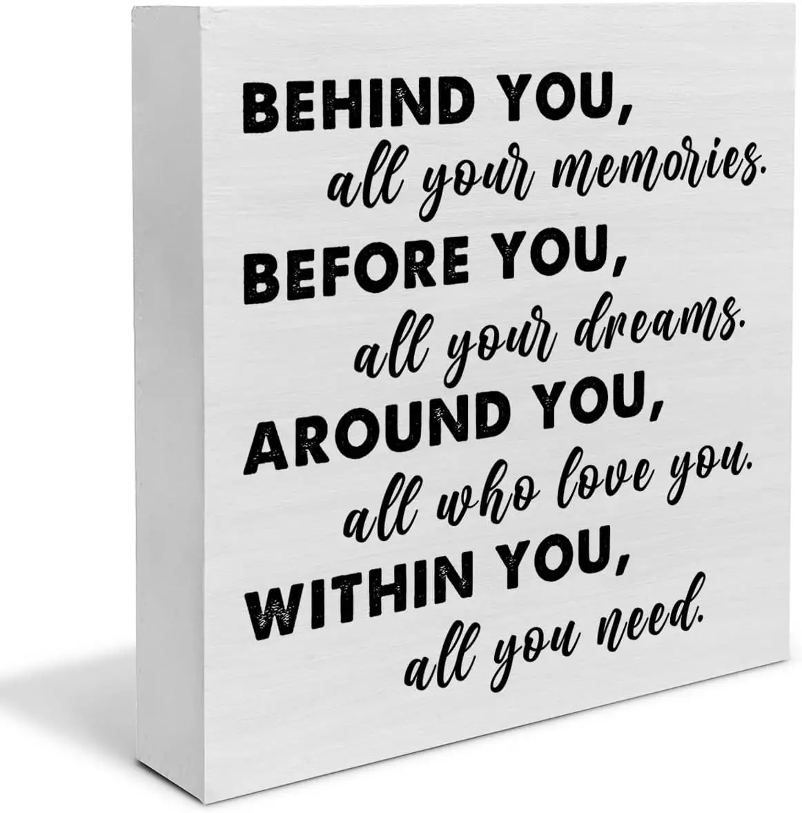 

Wood Box Sign with Positive Quote for Desk Shelf Wall Decor Graduation Gift