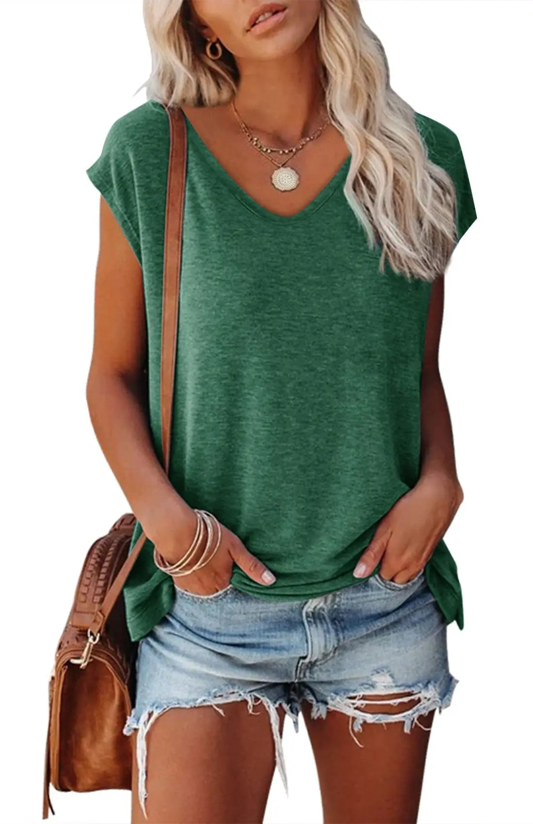 Women T Shirt Solid V Neck Short Sleeve Top  Summer Tees Loose Top Female Casual Tshirts for Women