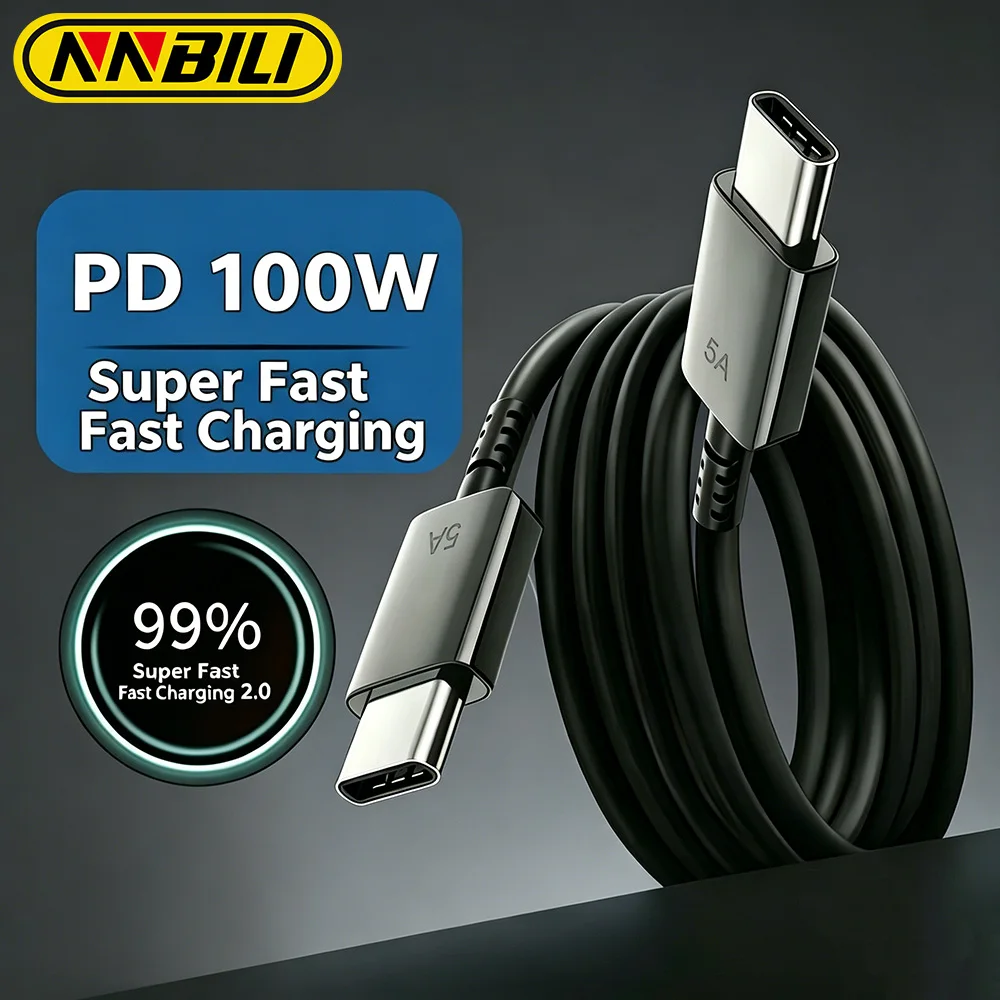 NNBIILI 5A 100W PD USB C to USB C Super Fast Charging Type-C Cable for Samsung S21 FE S22 Plus S24 S25 S26 Ultra Note 20 A54 A55
