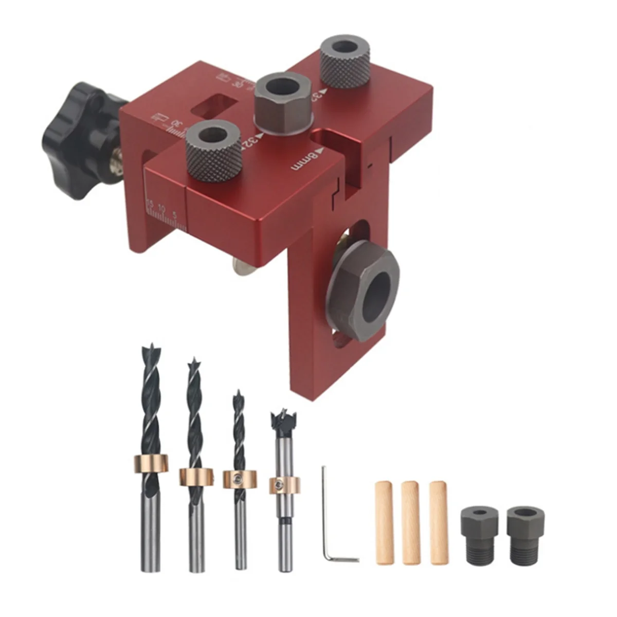 

N18R Universal 3 in 1 Woodworking Doweling Jig Kit Pocket Hole Jig Locator Drill Guide for Cabinet Furniture Assembly